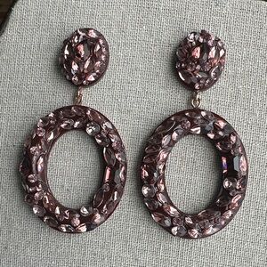 Stella & Dot Sparkling Mauve Oval Earrings